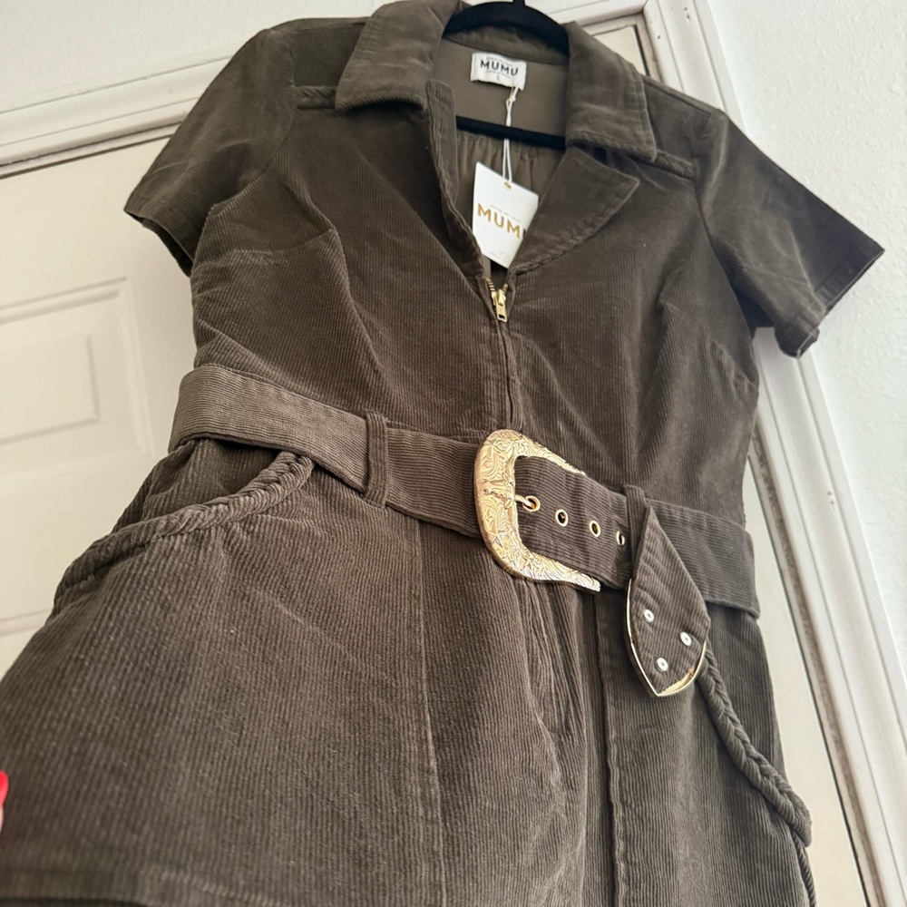 NWT Show Me Your MuMu Army Green Corduroy Dress